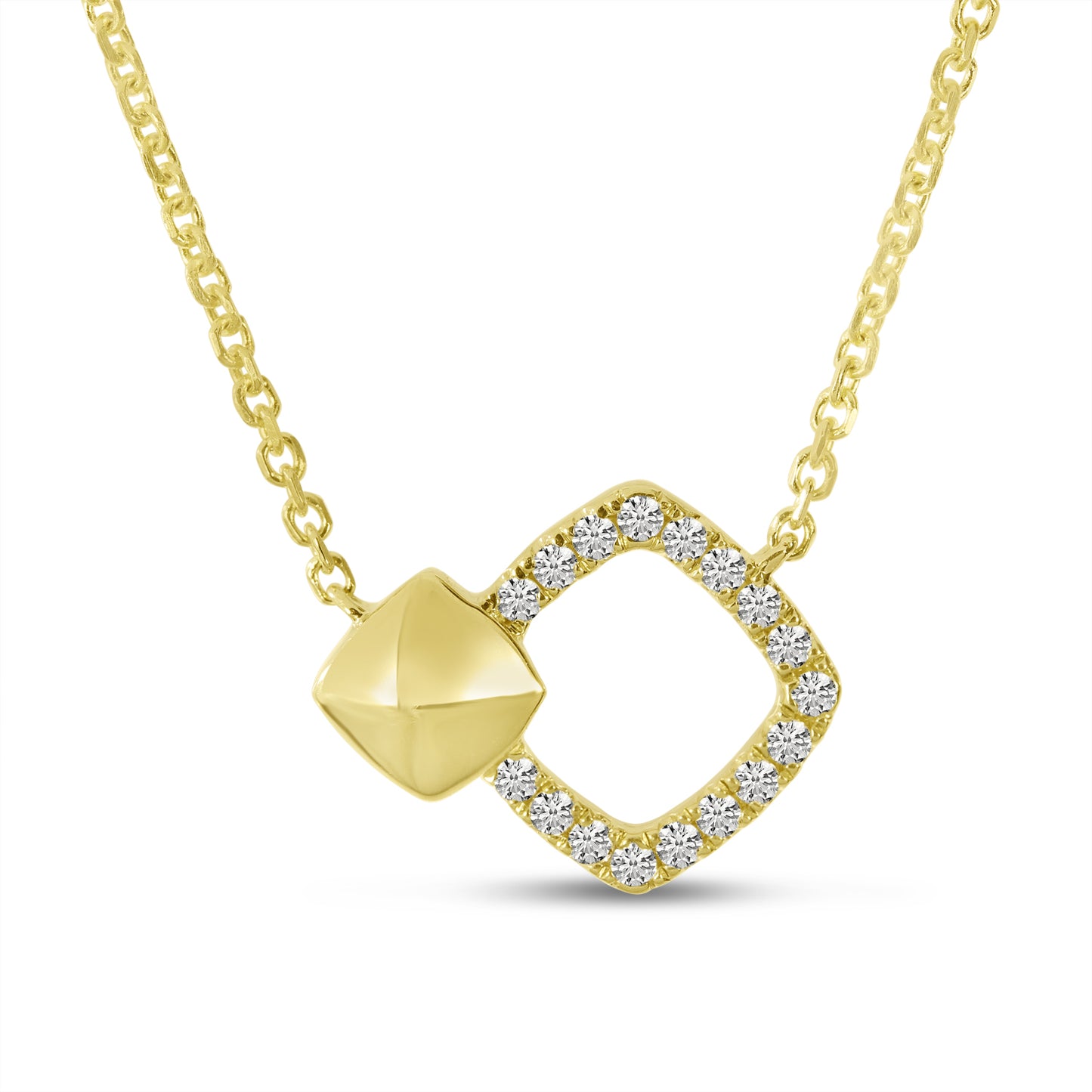 Yellow Gold Open Square Necklace