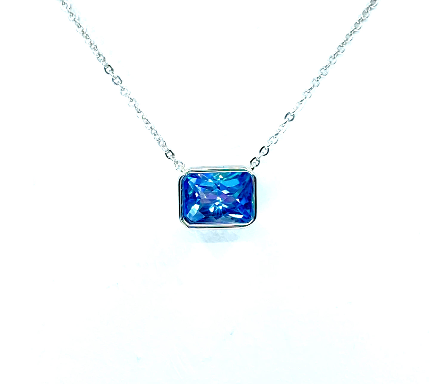 Sterling Silver Radiant Cut Mystic Topaz Necklace