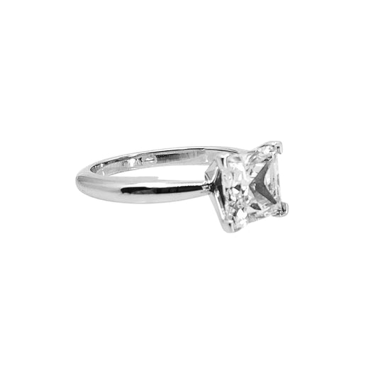 2.5 Carat Princess Cut Cubic Zirconia In 14K White Gold