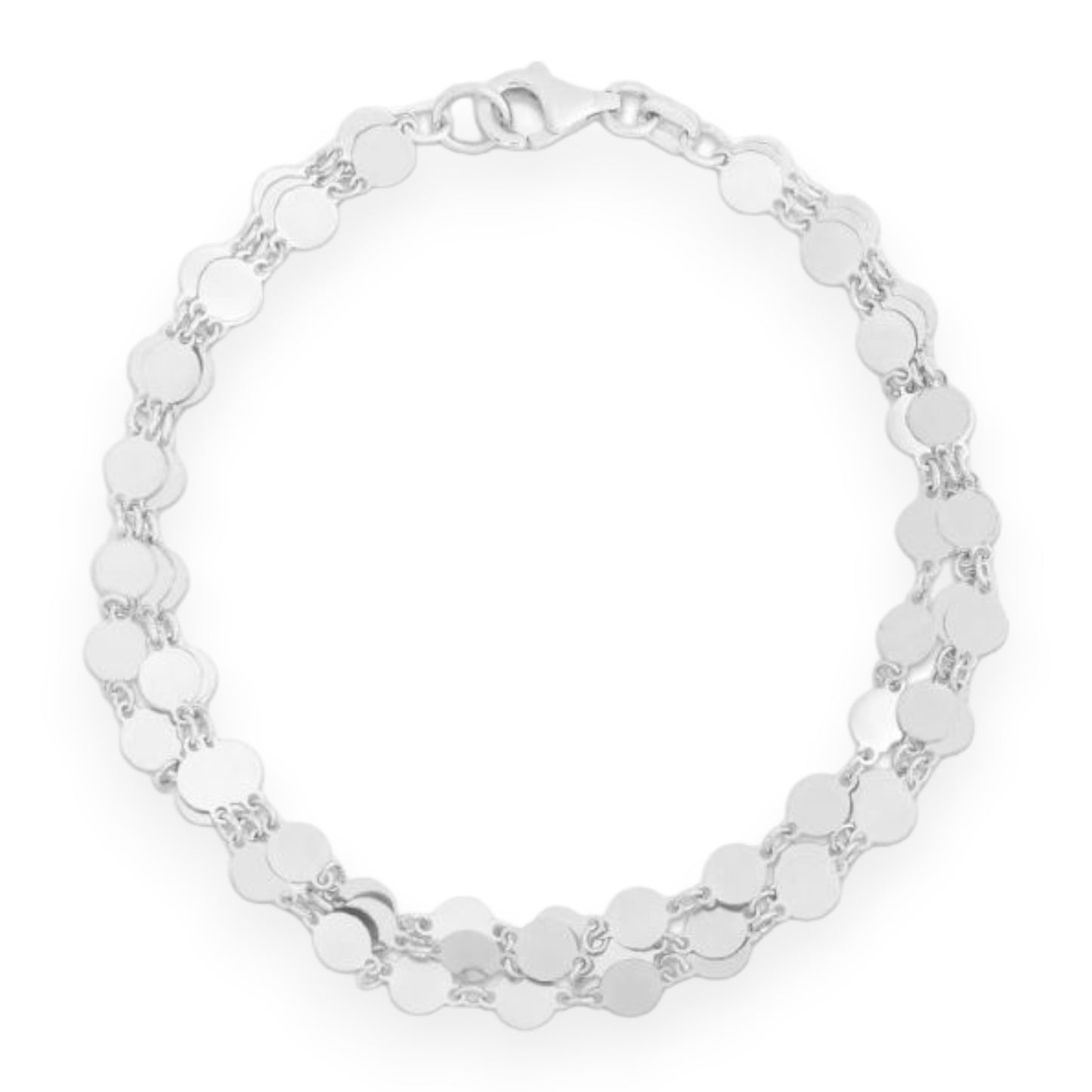 Sterling Silver Mirror Link Triple Strand Bracelet