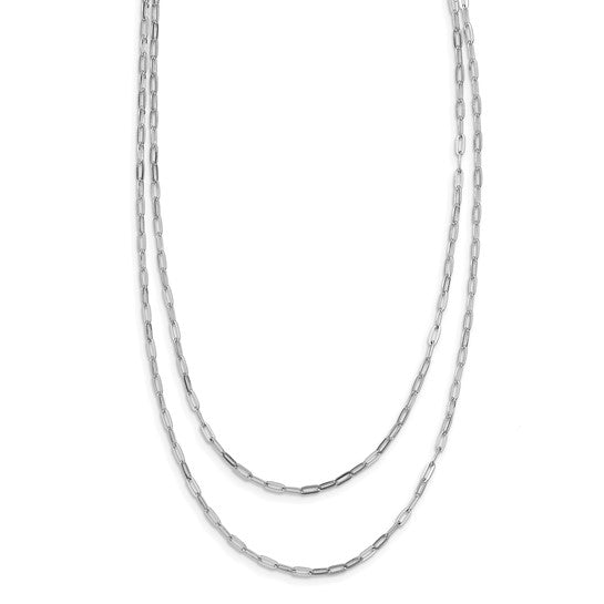 Sterling Silver Rhodium-Plated Multi-Strand Link Necklace