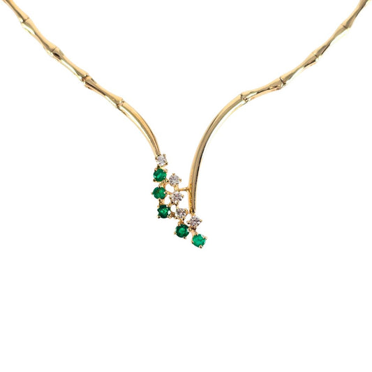Yellow Gold Emerald Vee Necklace