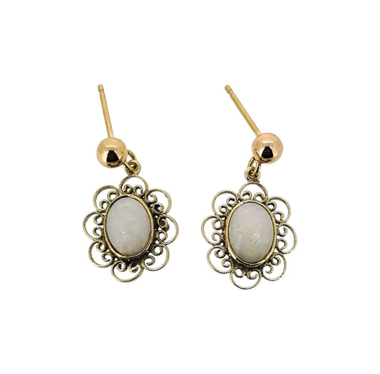 Vintage Yellow Gold Opal Earrings