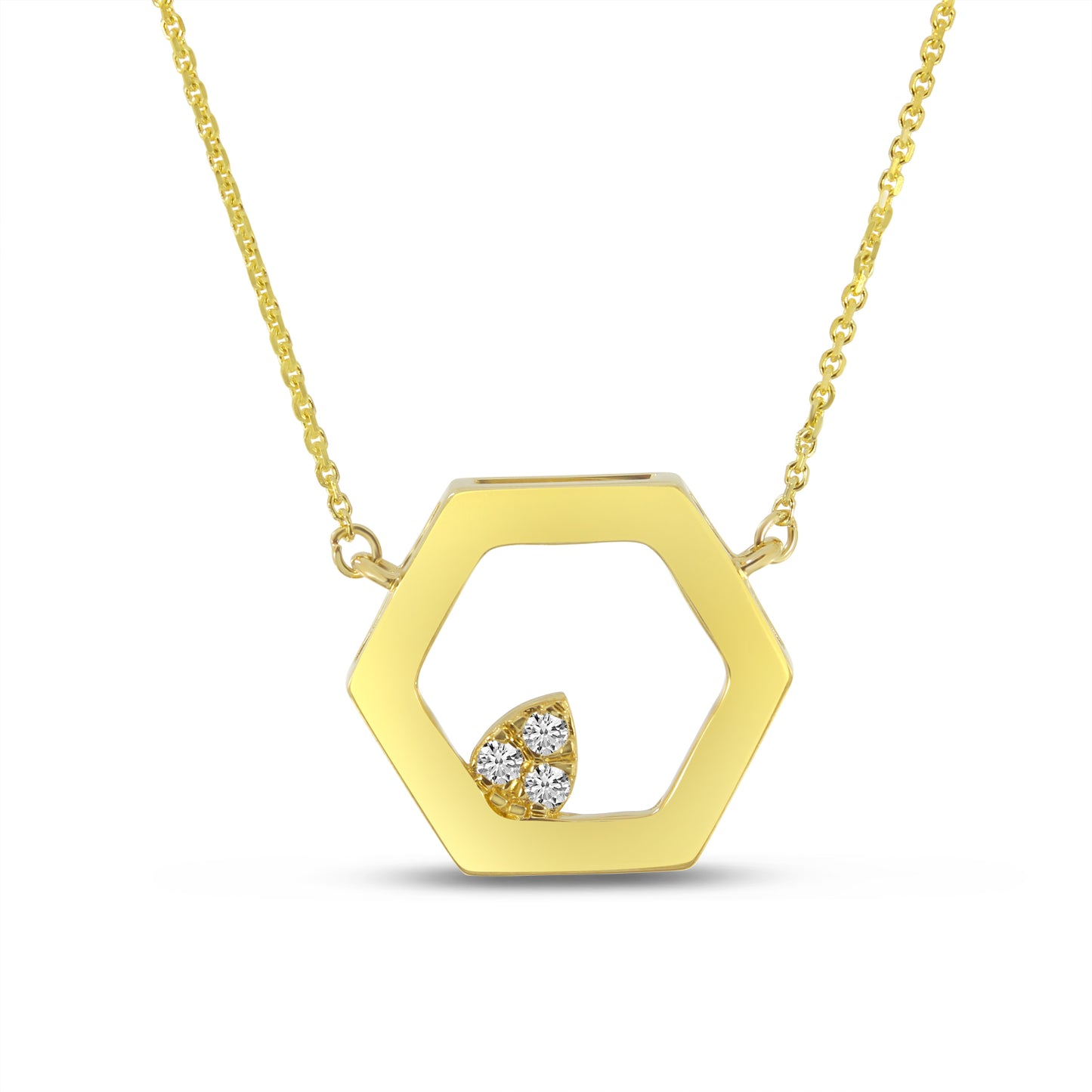 Yellow Gold Hexagonal Diamond Necklace