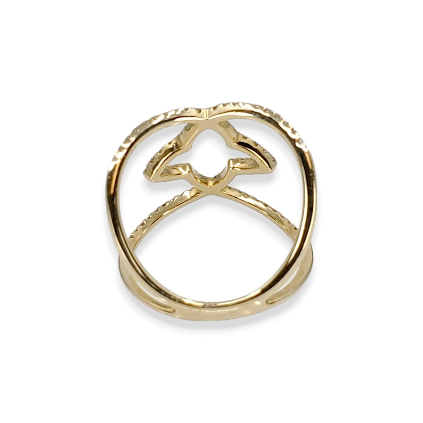 Yellow Gold Quatrefoil Single Cut Diamond Ring