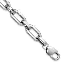 Sterling Silver Rhodium-Plated Oval Link Bracelet