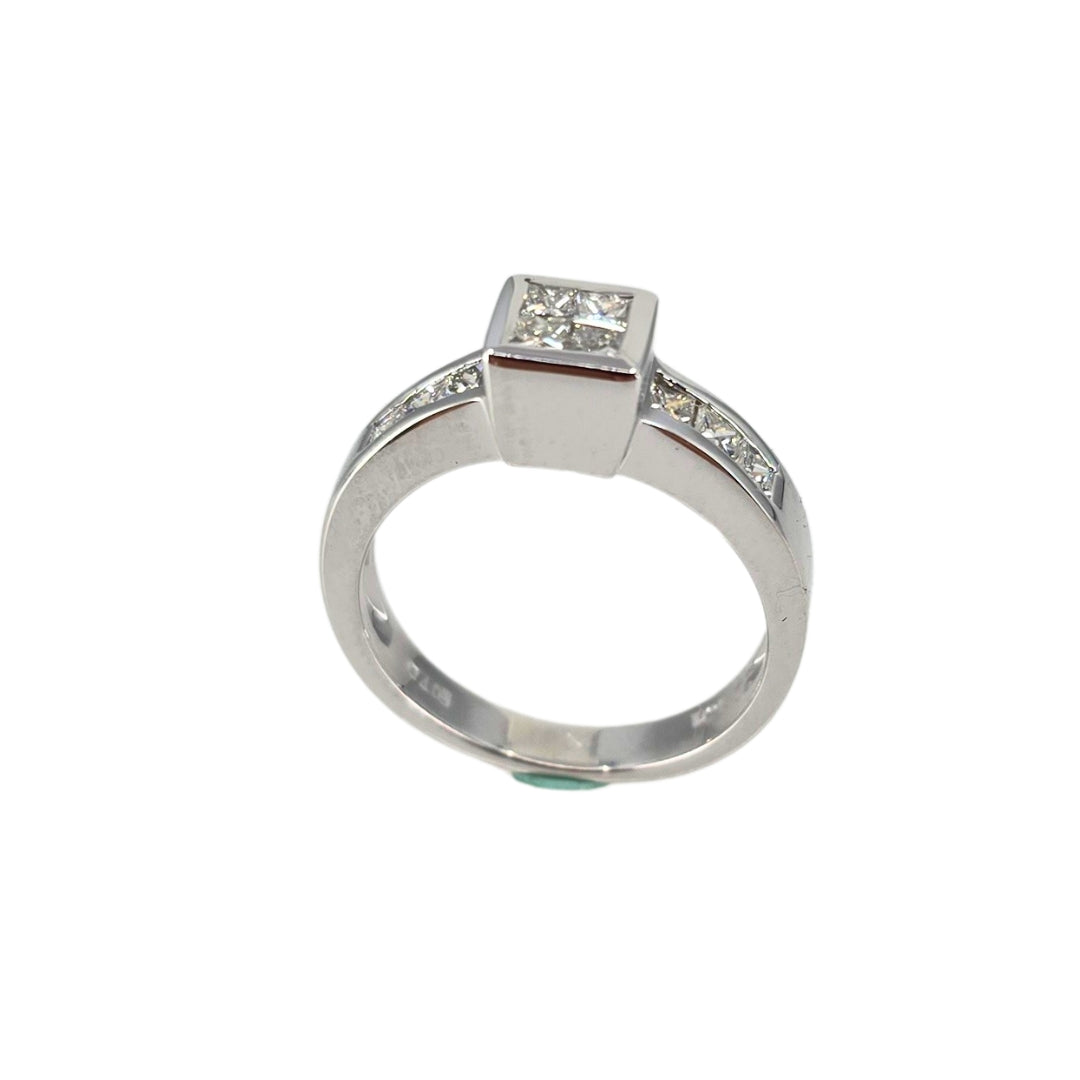 White Gold Princess Diamond Invisible Set Ring