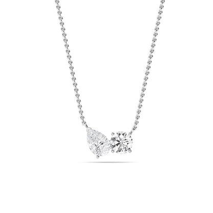 White Gold Two Stone Lab Grown Diamond Pendant