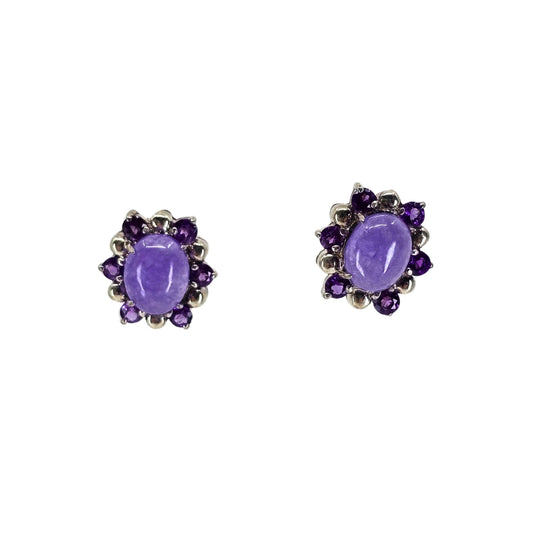 Cabochon Milk Amethyst Stud Earrings