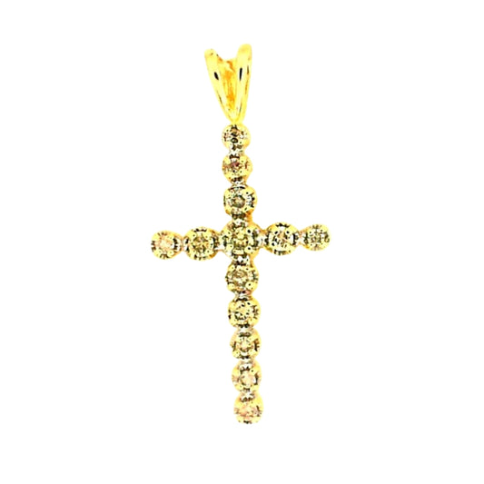 Yellow Gold Round Diamond Cross Pendant