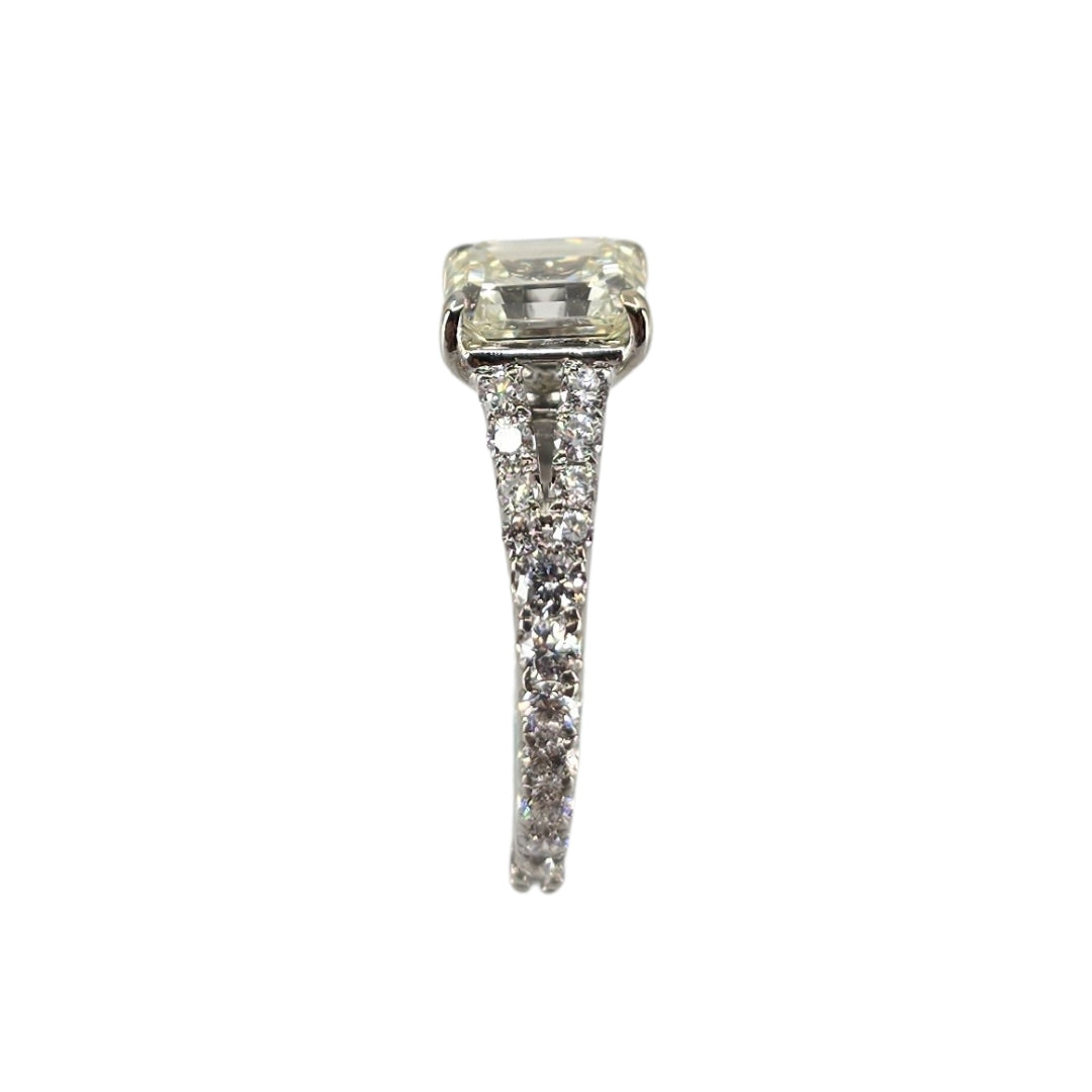 Emerald Diamond Split Shank Ring