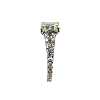 Emerald Diamond Split Shank Ring