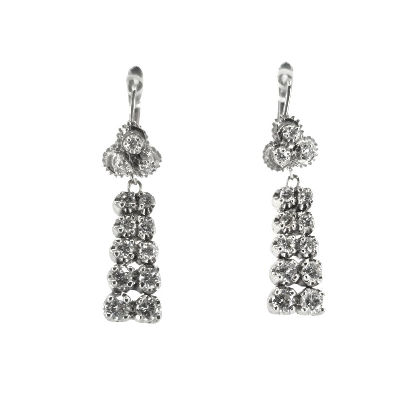 White Gold and Diamond Vintage Tassle Earrings