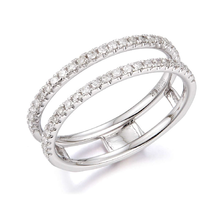 White Gold Straight Line Diamond Insert Wedding Band