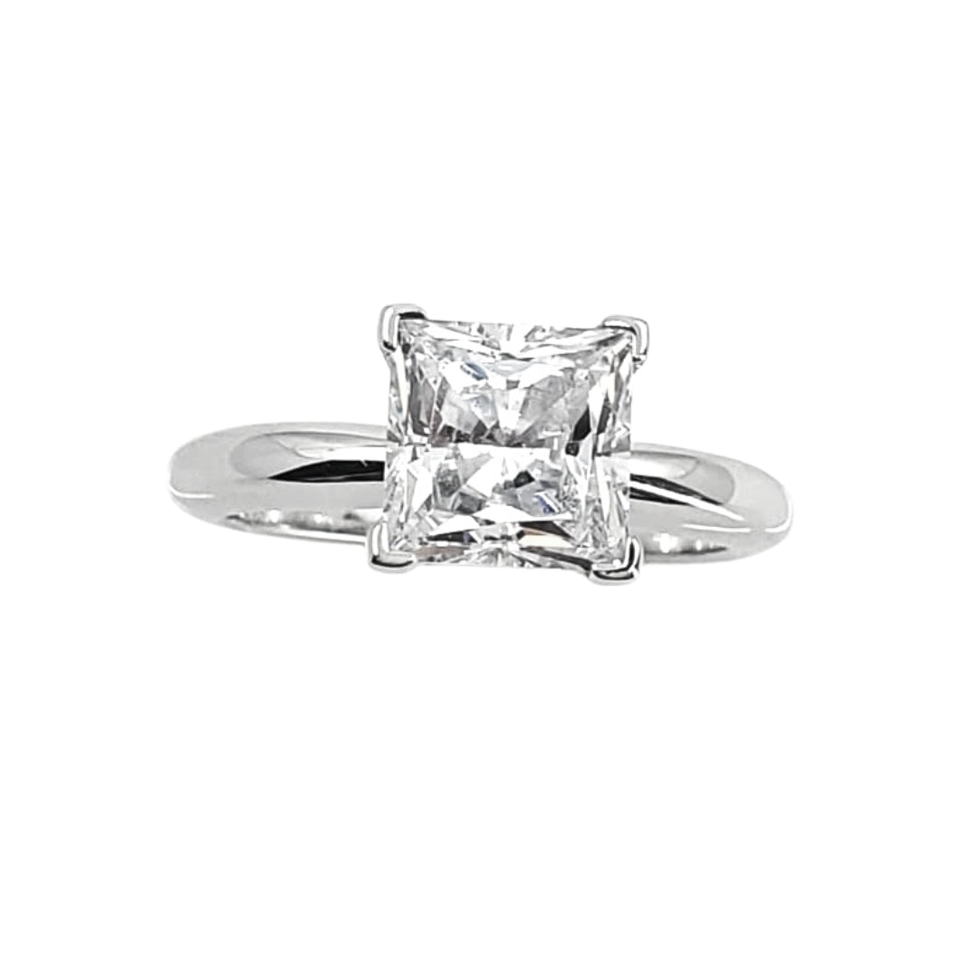 2.5 Carat Princess Cut Cubic Zirconia In 14K White Gold