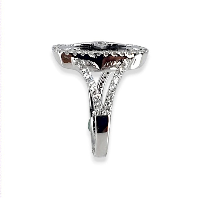 White Gold Onyx and Diamond Art Deco Ring