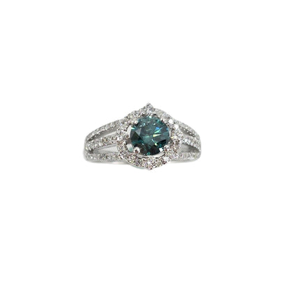 White Gold Blue Diamond Fashion Ring