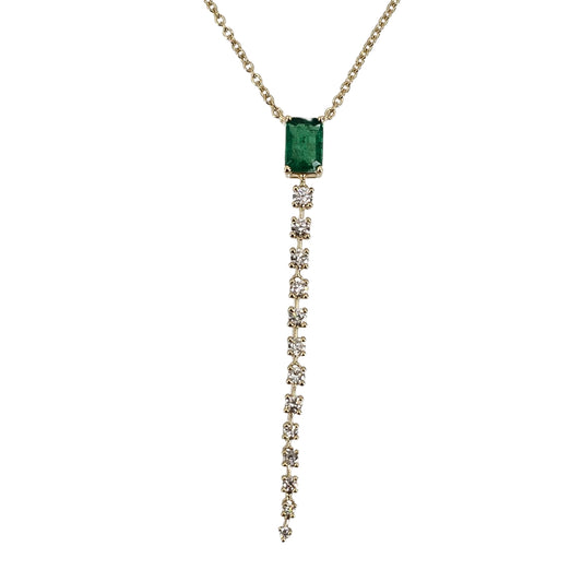 Yellow Gold Emerald Drop Necklace