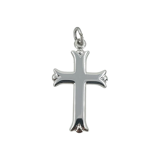 Sterling Silver Polished Budded Cross Pendant