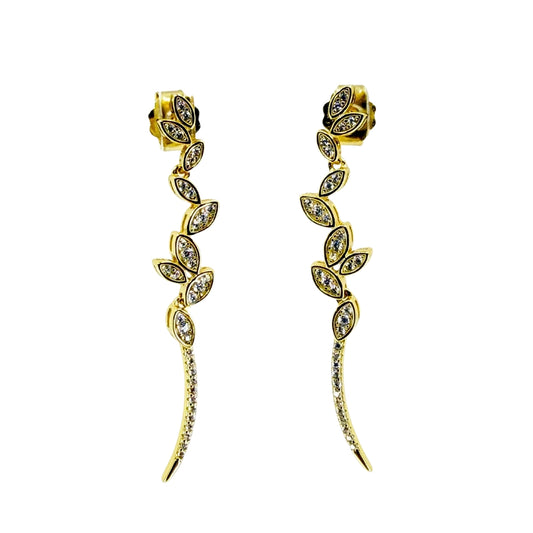 Yellow Silver Pave Cz Drop Earrings