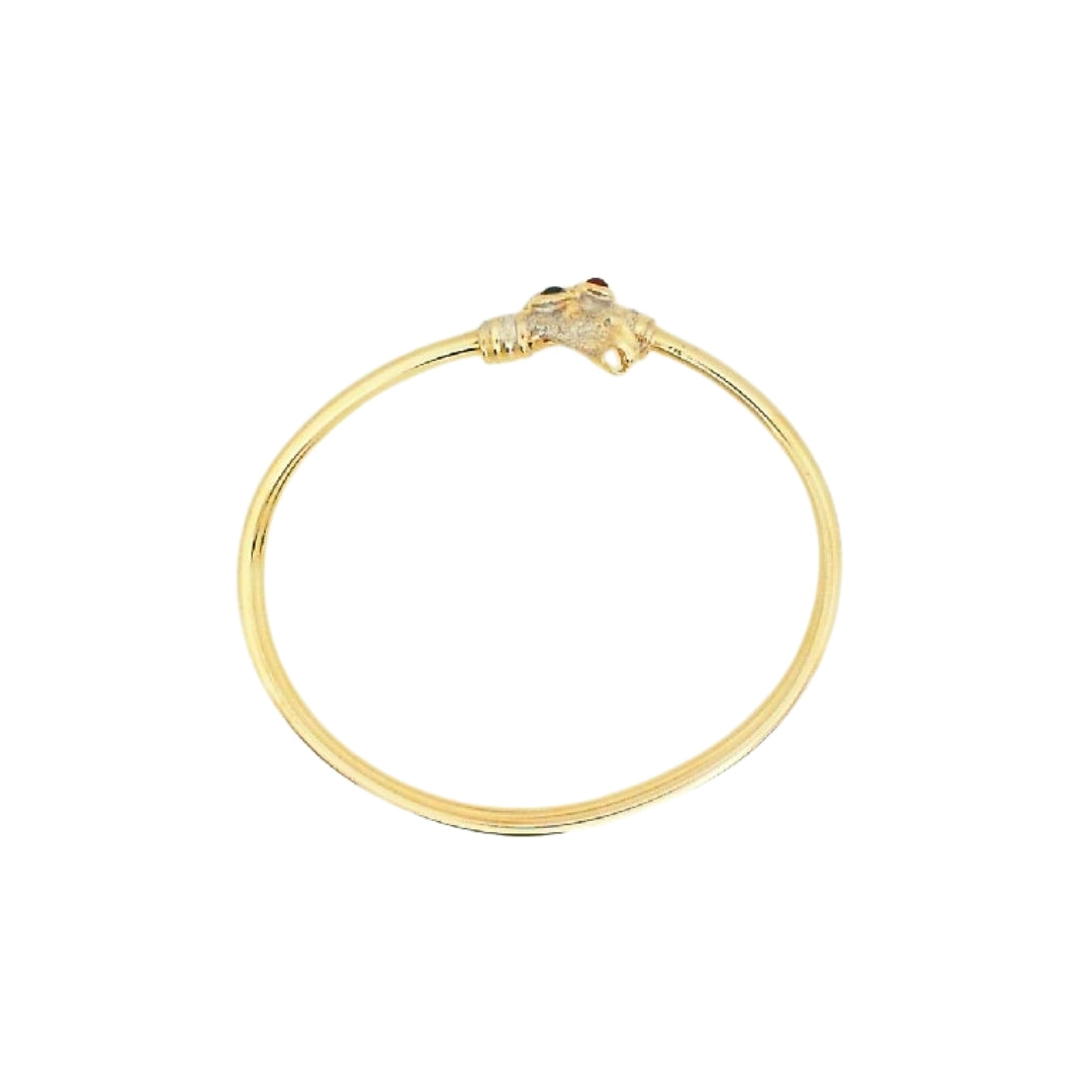 Two Tone Gold Panther Bangle Bracelet