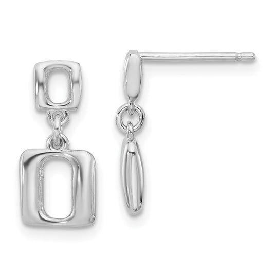 White Sterling Silver Square Drop Earrings