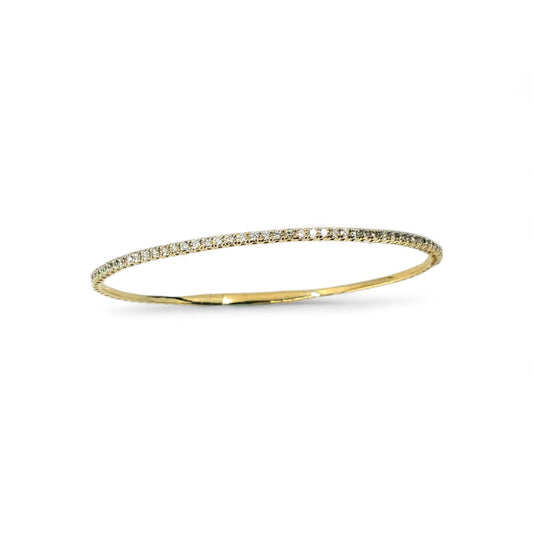 Yellow Gold Round Diamond Flex Bangle Bracelet