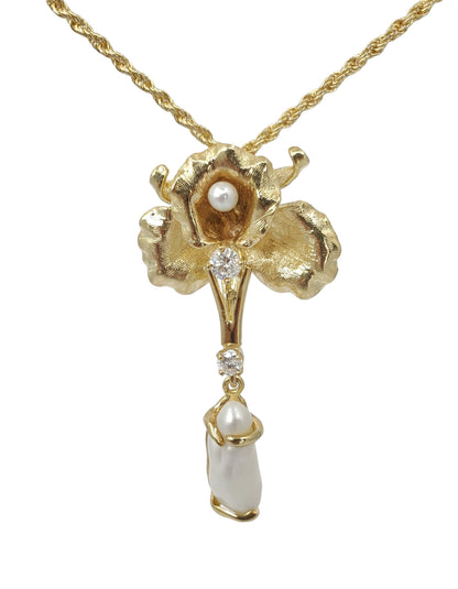 Vintage Pearl Orchid Pendant