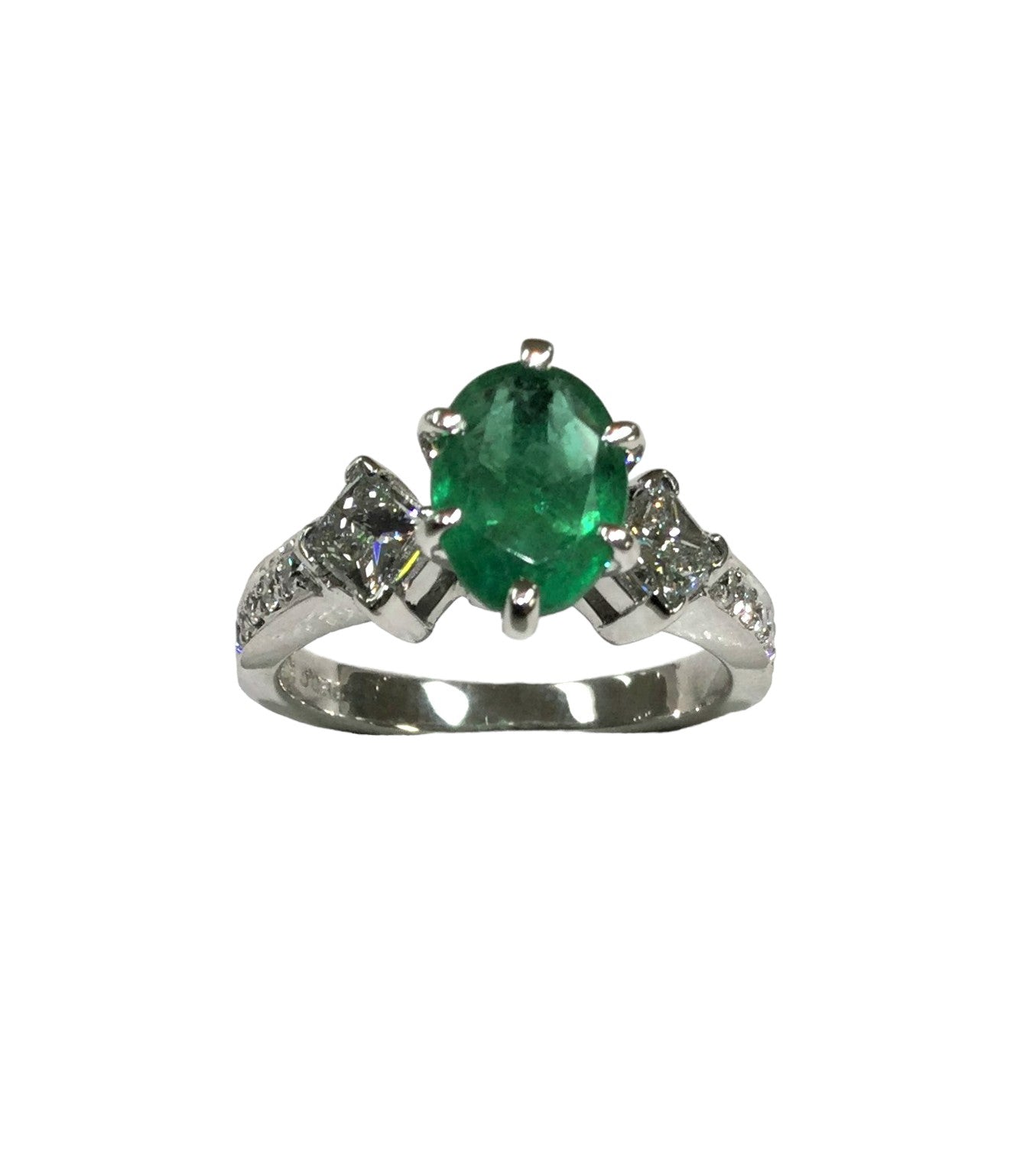 White Gold Emerald and Diamond Ring