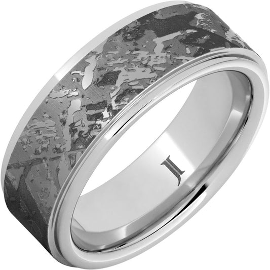 White Serinium Kuiper Meteorite Wedding Band