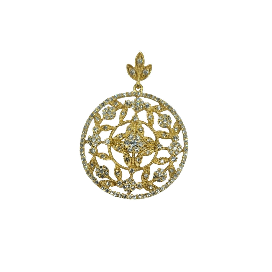 Yellow Gold Diamond Cutout Disc Pendant