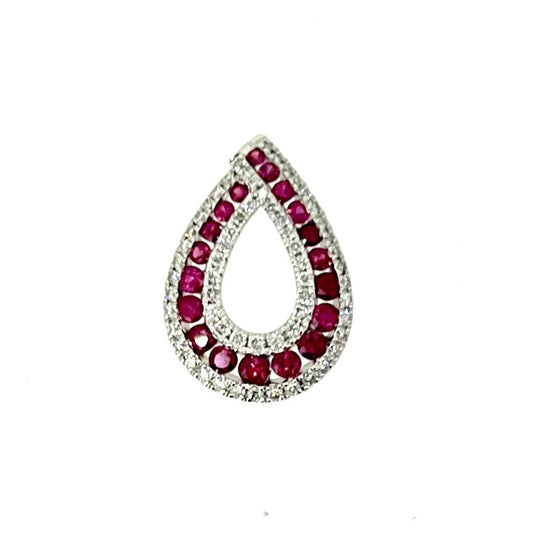 White Gold Ruby Cutout Drop Pendant