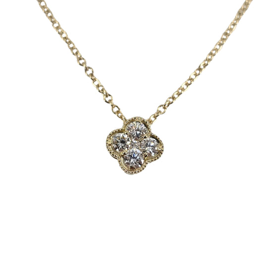 Yellow Gold Diamond Cluster Necklace