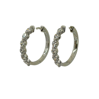 White Gold Lab Diamond Medium Hoops