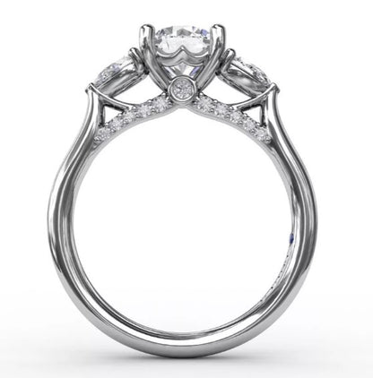 White Gold Three Stone Diamond Engagement Ring