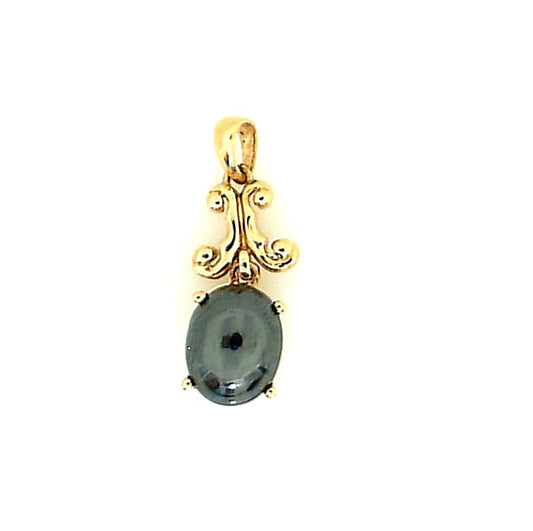 Vintage Arabesque Hematite Drop Pendant