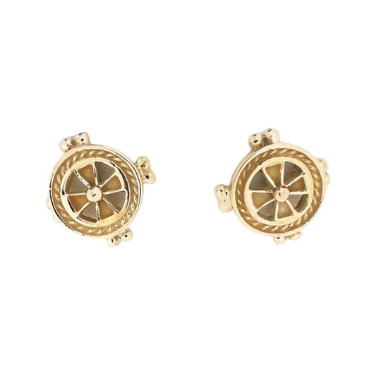 Yellow Gold Ship's Weel Studs