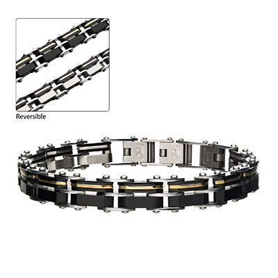 Stainless Steel Gold/Black Reversible Bracelet