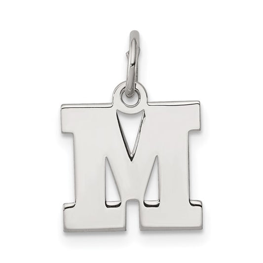 White Sterling Silver Letter M Charm