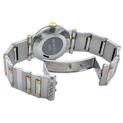 Two Tone Movado Vizo 35MM White Dial Watch