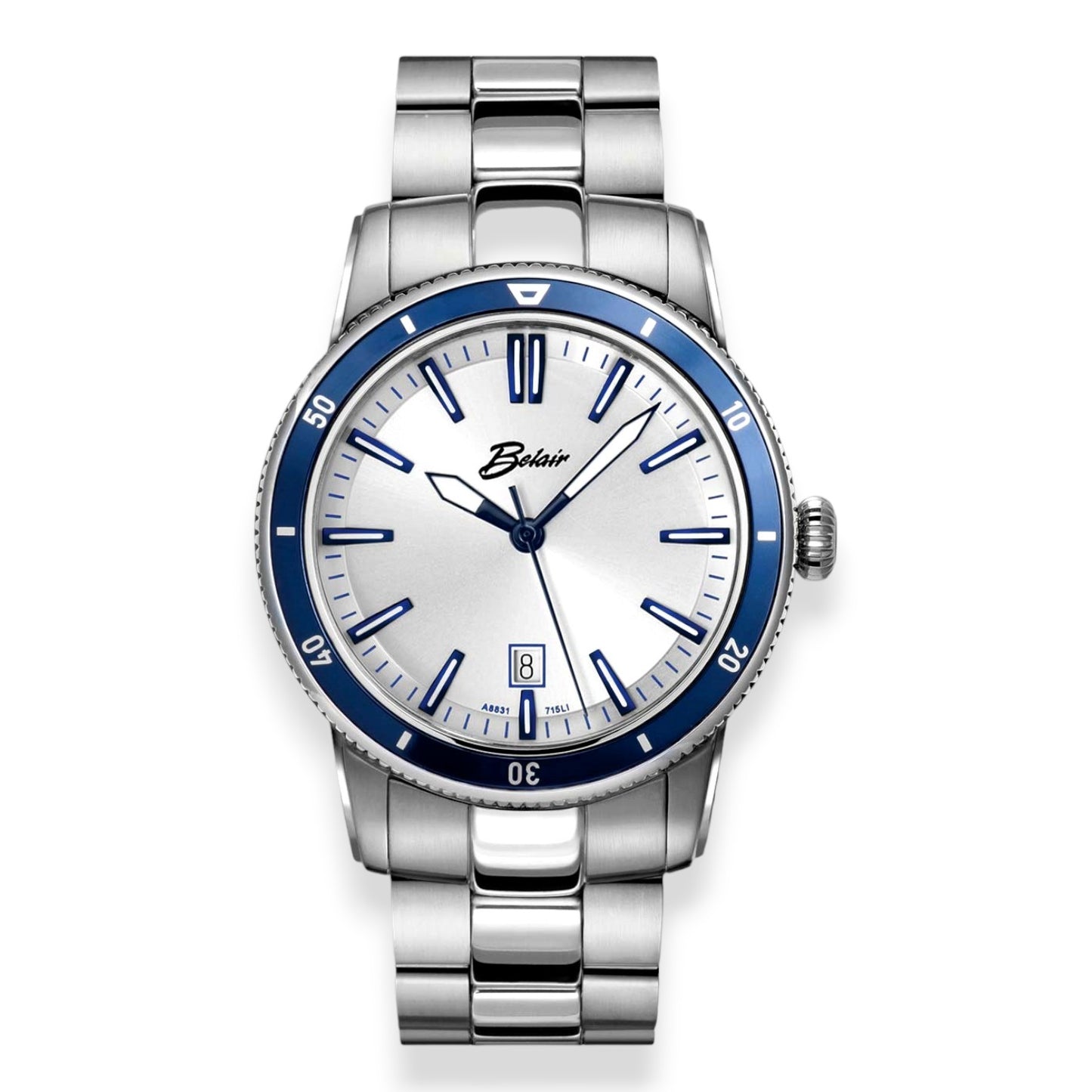 Stainless Steel Sport Watch with Silver Dial
