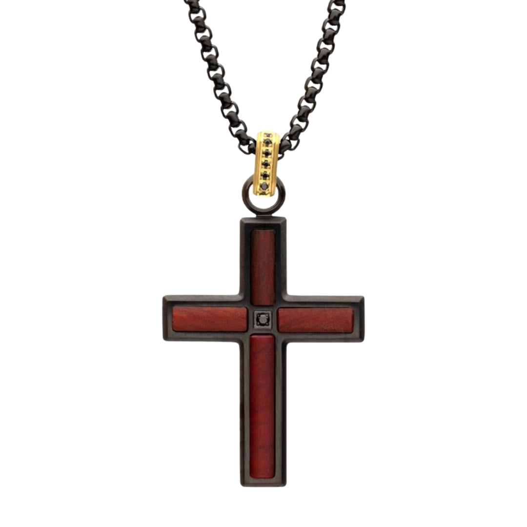 Black IP Sandalwood Cross Pendant