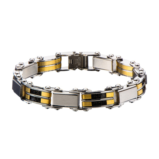 Stainless Steel Reversible Black and Gold Bracelet
