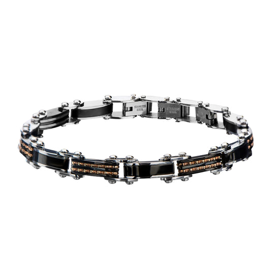 Two Tone Black/Rose Reversible Stainless Steel Bracelet