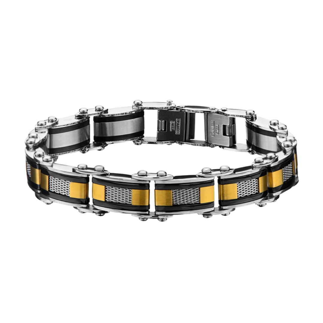 Stainless Steel Black and Gold Plated Reversible Bracelet