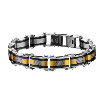 Stainless Steel Black and Gold Plated Reversible Bracelet