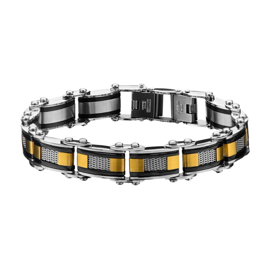 Stainless Steel Black and Gold Plated Reversible Bracelet