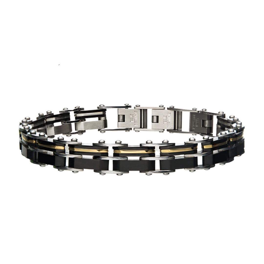 Stainless Steel Gold/Black Reversible Bracelet