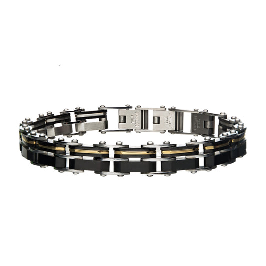 Stainless Steel Gold/Black Reversible Bracelet