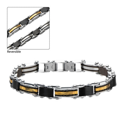 Double Sided Black and Gold Steel Bracelet